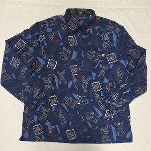 Vintage Marithe Francois Girbaud Rayon Graphic Print Button Down Mens XXL